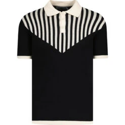 Firebird Mod Waffle Stripe Polo B -KDX Clothing Store madcapengland firebird polo black front 44762.1687270501