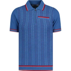 Miles Mod Jacquard Knit Polo (FB) -KDX Clothing Store madcapengland jacquard zip polo federal front 41898.1687189013