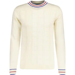 Moore MADCAP Turtleneck Pointelle Knit Jumper (PB) -KDX Clothing Store madcapengland turtleneck pointelle top white front 05677.1676646924 2
